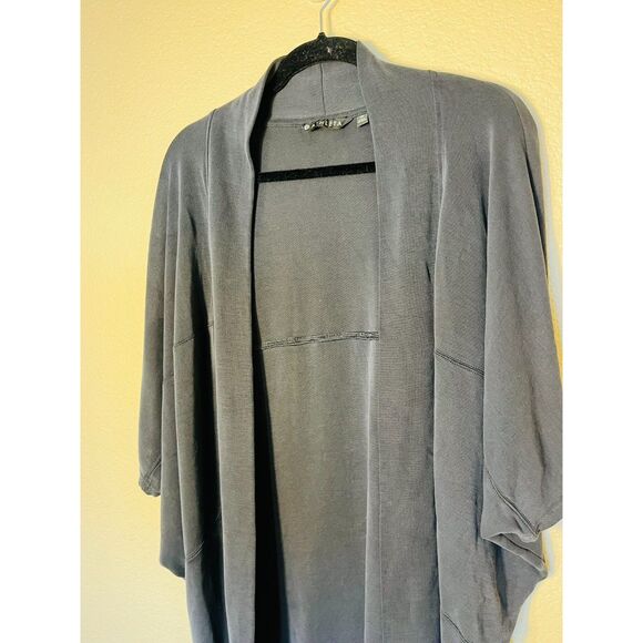 Athleta Dark Gray Black Cocoon Warp Open Front Cardigan Poncho Medium - Picture 3 of 10